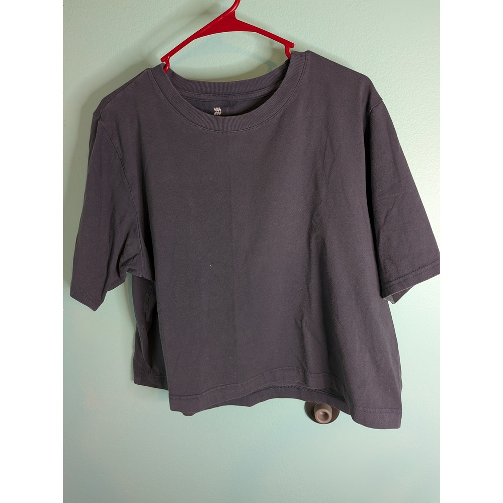 All In Motion Womens XL Supima Cotton Cropped T-Shirt Charcoal Gray Activewear